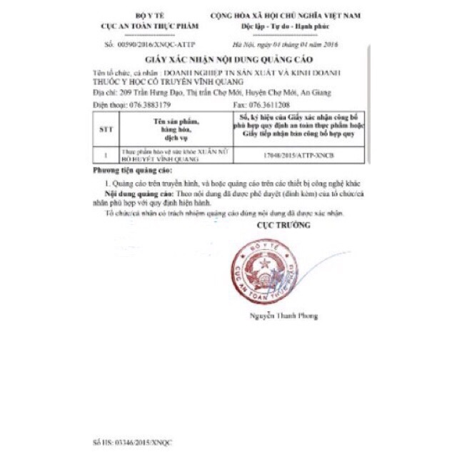 Siro xuân nữ bổ huyết  Vĩnh Quang