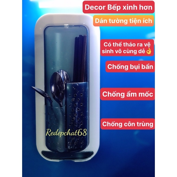 Kệ đựng đũa thìa dán tường chống bụi,  kệ để đũa thìa, đồ nhà bếp tiện ích
