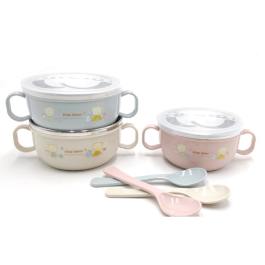 Hộp cơm giữ nhiệt lõi inox kèm thìa HC3 Lunch Box hộp cơm súp cháo thức ăn cute dễ thương pastel 11,5*5,5cm