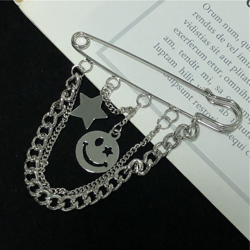 IF ME Trâm Cài Áo Hình Ngôi Sao Mặt Cười Đơn Giản Phong Cách Vintage