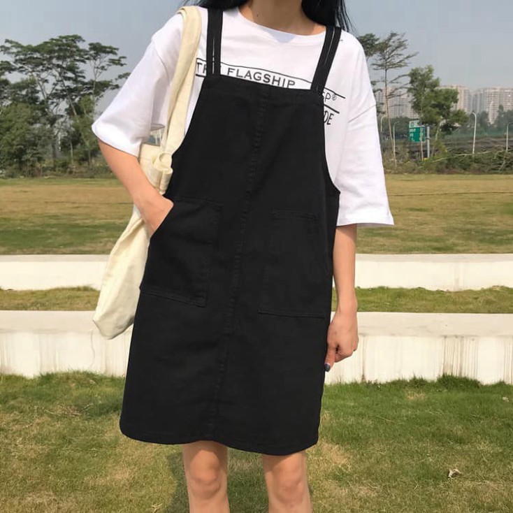 [2 MÀU] VÁY YẾM KAKI 2 TÚI STYLE HÀN QUỐC DỄ THƯƠNG NĂNG ĐỘNG | BigBuy360 - bigbuy360.vn