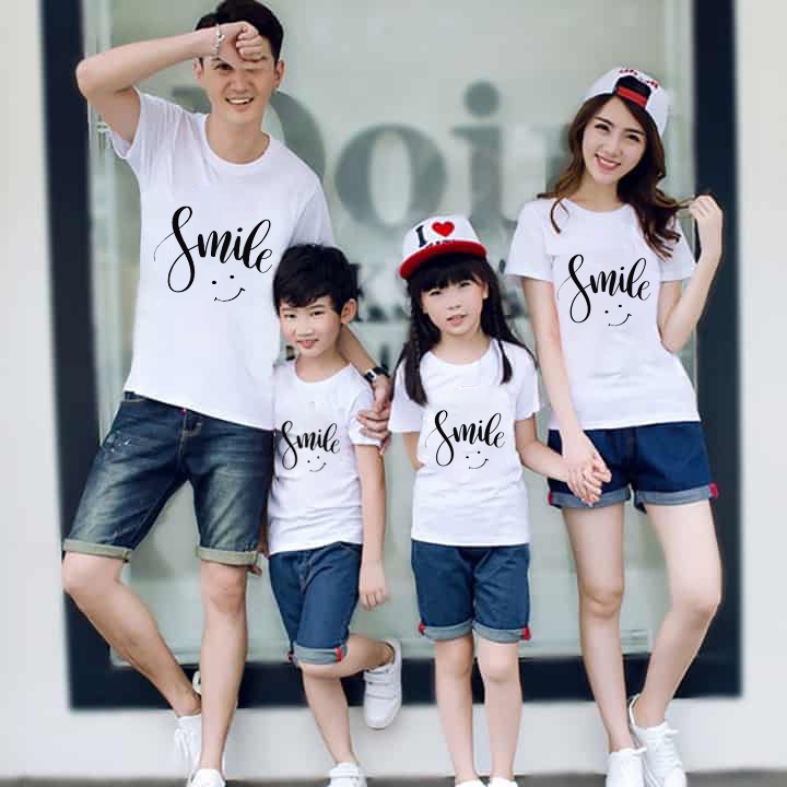 áo thun gia đình đồ đôi mẹ và bé cotton mát mẻ kiểu chữ 3D
