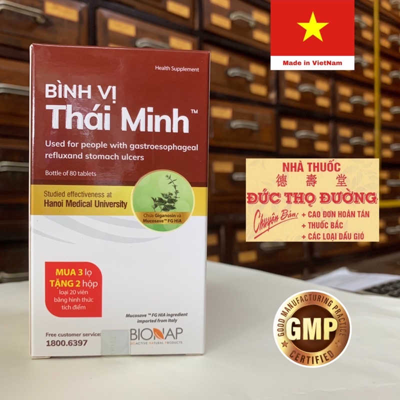 Bình Vị Thái Minh - chai 80 viên - Giảm Trào Ngược Dạ Dày, Loét Dạ Dày