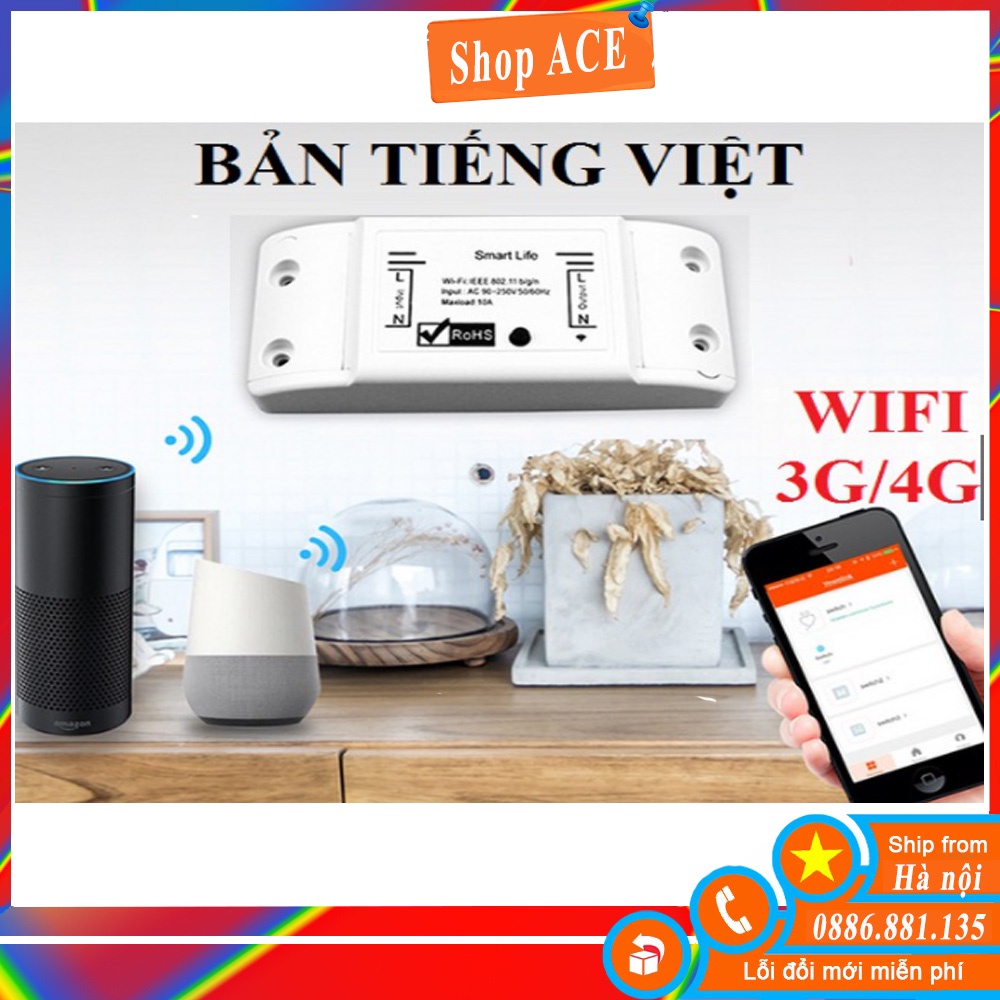 Công tắc wifi-công tắc điều khiển từ xa hẹn giờ bật tắt qua mạng wifi 3G/4G ổ cắm hẹn giờ