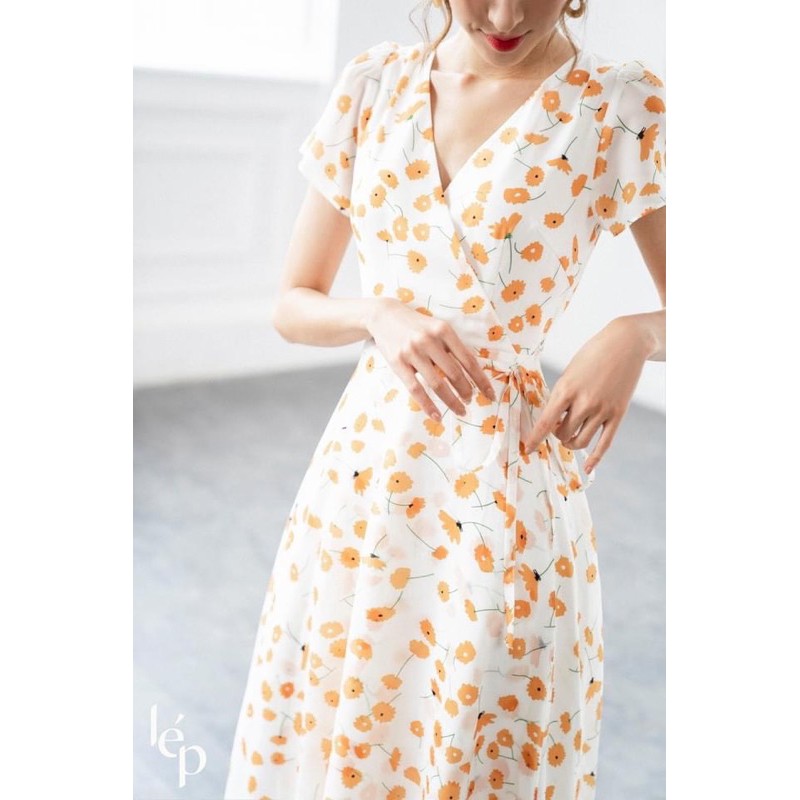 VNU267 - VÁY TƠ XƯỚC HOA CAM CỔ TIM | BigBuy360 - bigbuy360.vn