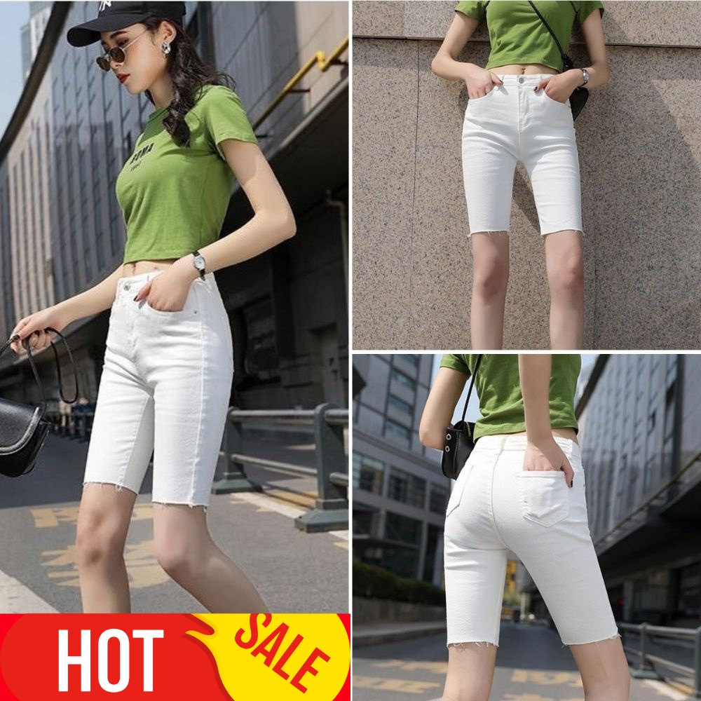 Quần short nữ, quần ngố nữ rách chất kaki đủ size màu trắng đen tôn dáng SKUQ-13 1998s.unisex