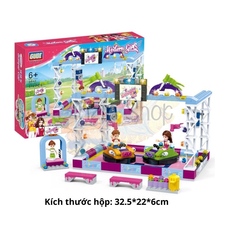 Lego xe đụng, lego cho bé gái 312 chi tiết