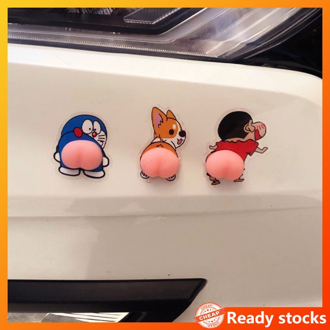 1 cặp miếng dán xe hơi + keo mềm mại chống va chạm/trầy xước họa tiết hoạt hình dễ thương