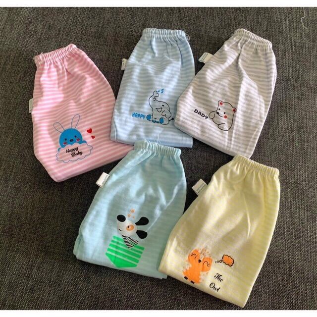 Quần chục dài cotton nỉ kẻ cho bé (set 5 chiếc)