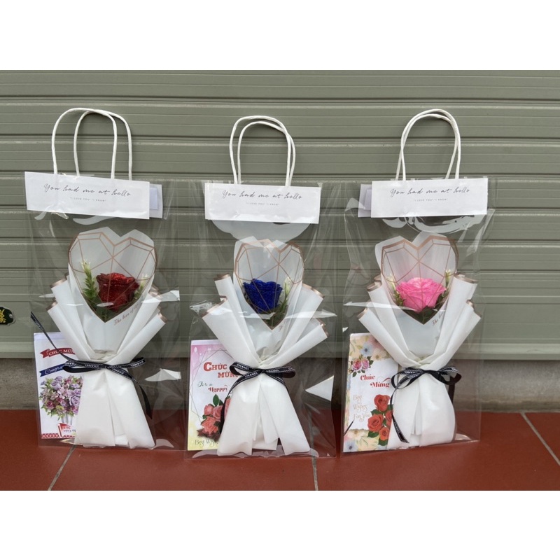 [QUÀ TẶNG SINH NHẬT-QUÀ20/10-20/11- 8/3]_ Sỉ 10 sét  1 bông Hồng nhũ cao cấp bọc tim kim cương