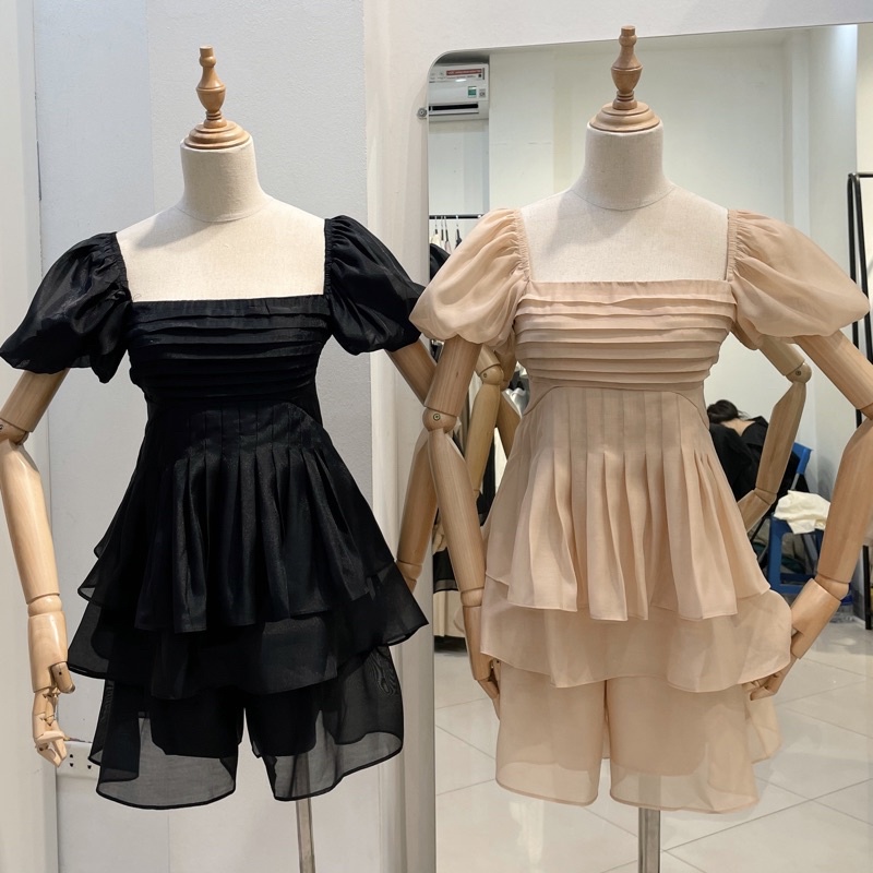 (SẴN) Set áo xếp li + quần