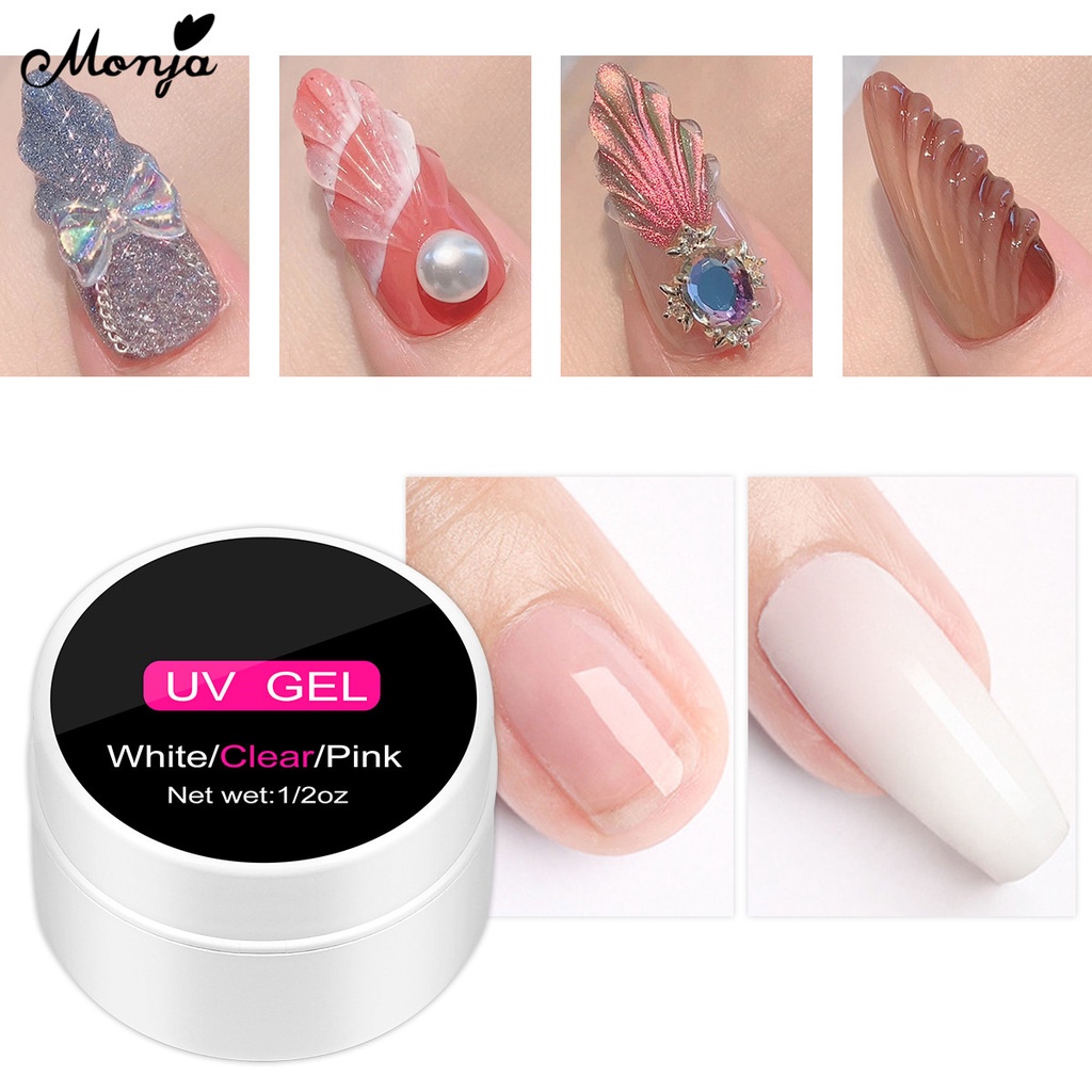 Sơn móng tay Monja 15ml màu trắng / hồng chất lượng cao chuyên dụng