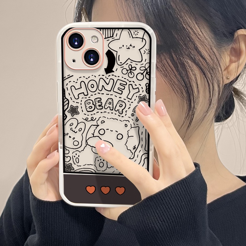 Ốp Điện Thoại Silicon TPU Mềm Trong Suốt Có Giá Đỡ Dễ Thương Cho iPhone 12 13 SE2020 6 6S 7 8 Plus X XS XR 11 Pro Max