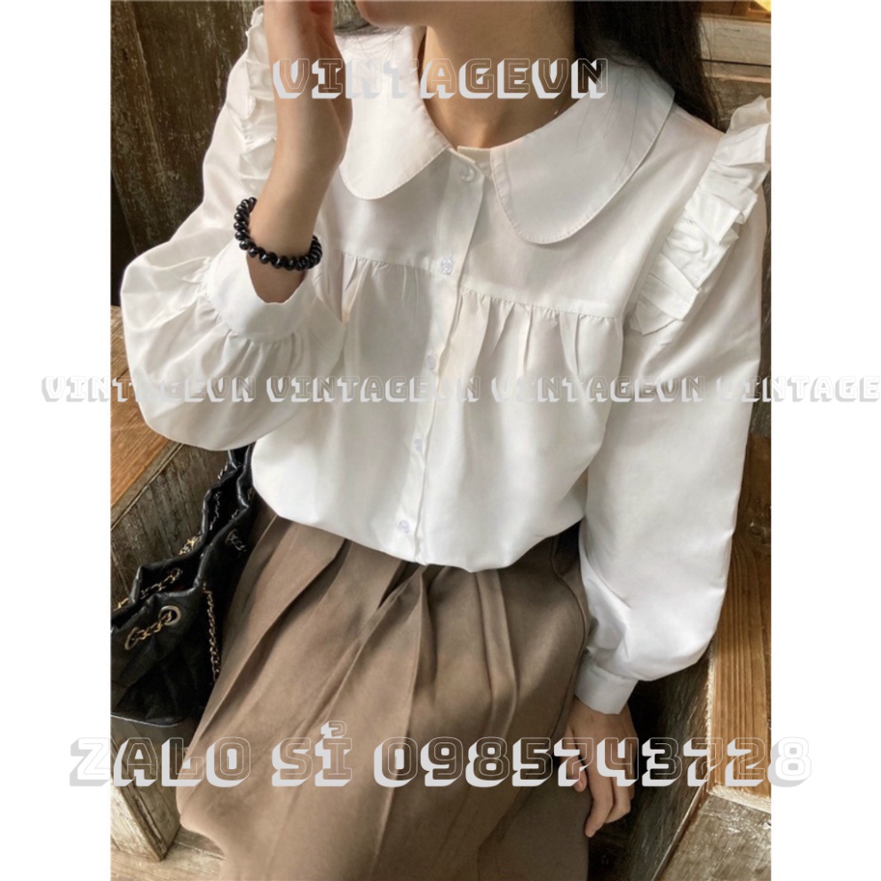 áo sơ mi cổ sen , áo babydoll tiểu thư NH000100 vintagevn | BigBuy360 - bigbuy360.vn