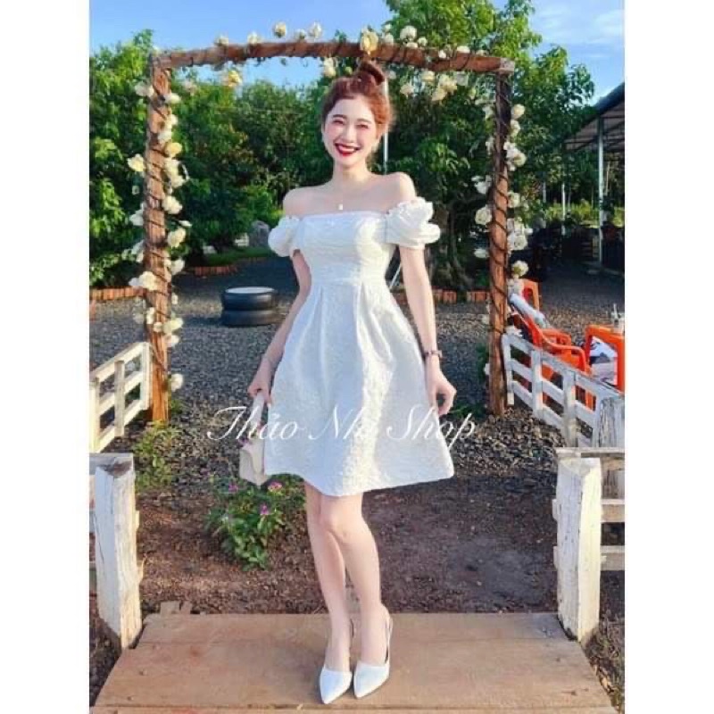 Đầm gấm tiểu thư trắng - CarotShop