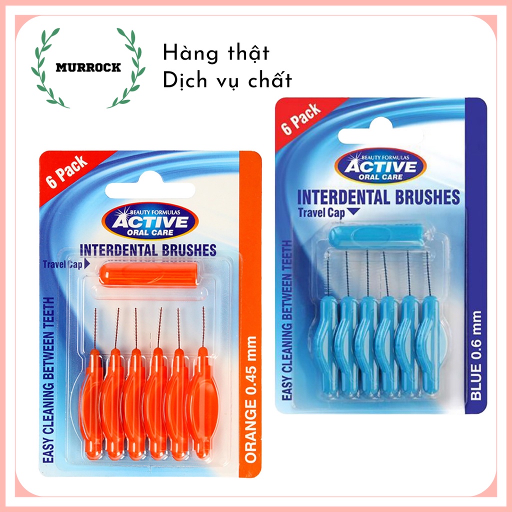 Bàn chải kẽ răng Beauty Formulas Active Interdental Brushes làm sạch kẽ răng UK Anh Quốc  0.45 - 0.6mm