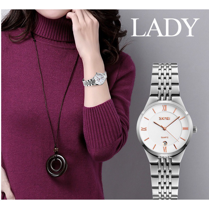 Đồng hồ nữ siêu mỏng dây thép không gỉ Skmei 9139