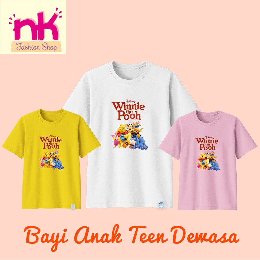 Áo Thun Cotton 30's In Hoạt Hình Winnie The Pooh Friend Family Dành Cho Trẻ Em Và Người Lớn