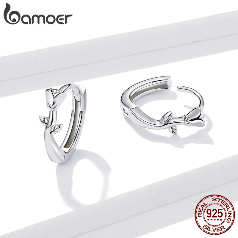 Bamoer Bông Tai bạc 925 Hình Hoa Hồng Nở Cho Nữ bse442