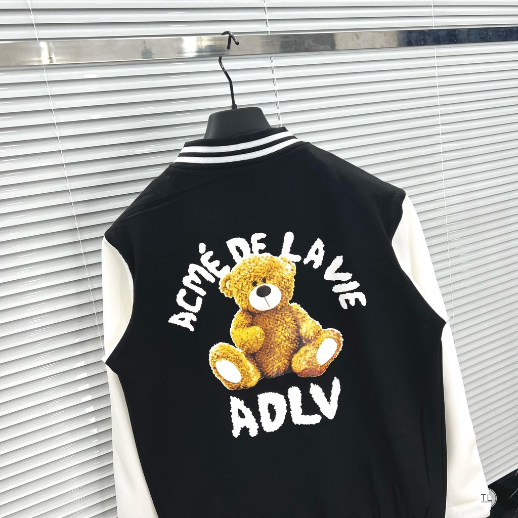 Áo Bomber THOME Gấu ADLVV Cao Cấp, Chất Nỉ Dạ Bao Dày Dặn Phối Chữ