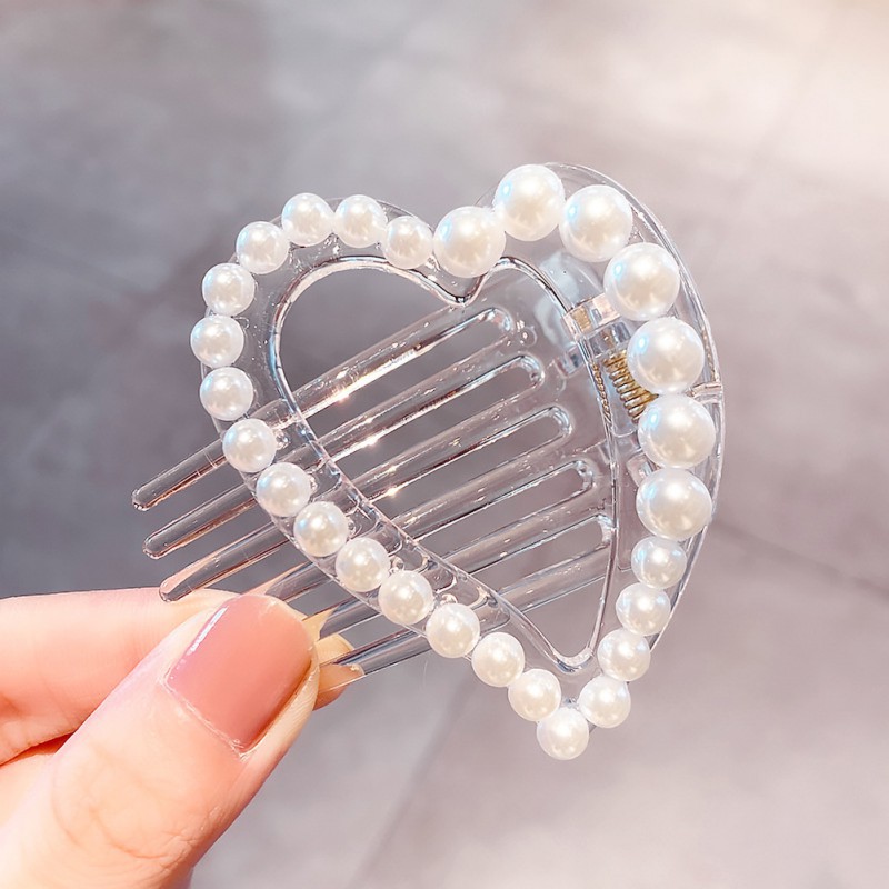 Kẹp Tóc Hình Trái Tim Đính Ngọc Trai Lung Linh Đáng Yêu Cho Bé Gái