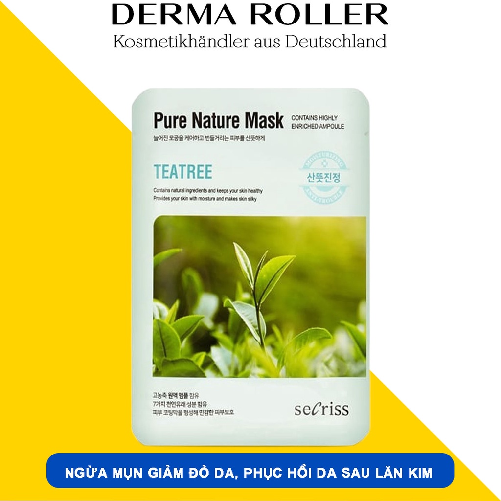 Mặt Nạ Pure Nature Mask Teatree SECRISS Trà Xanh - ANSKIN - HÀN QUỐC - DERMAROLLERSTORE