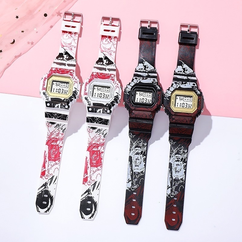 Đồng Hồ Cơ Điện Tử Có Đèn LED Dạ Quang In Hình One Piece Cá Tính Cho Bé