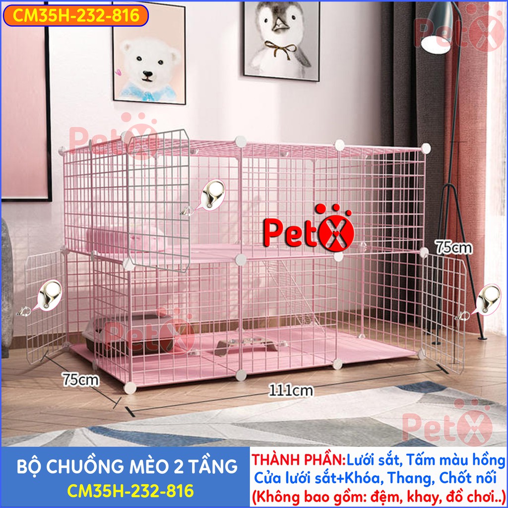 Chuồng mèo 2 tầng, 3, 4 tầng giá rẻ đẹp lắp ghép đa năng đơn giản với lưới sắt sơn tĩnh điện nuôi thú cưng, thỏ, bọ