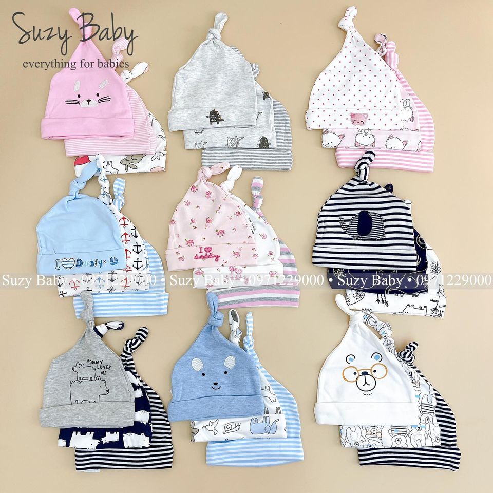 SET 3 YẾM VÀ 3 MŨ MOMCARE CHO BÉ SƠ SINH
