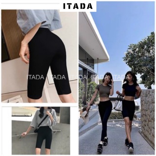 Quần Legging Lửng Nữ ITADA Cạp Chun Cao Cấp, Quần Legging Thun Ngố Co Giãn Tốt Dáng Ôm - QVL44