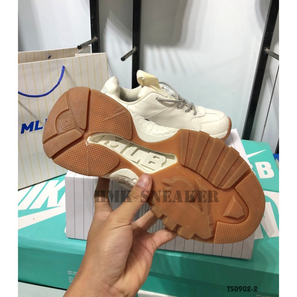 Giày Sneaker MLB NY đẹp đế nâu chuẩn bản Trung 1:1 full box, Giày thể thao nam nữ ulzzang đi học cổ thấp đế cao 5cm N3