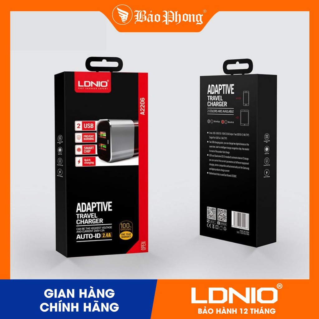 Bộ sạc 2.4A 2 cổng LDNIO A2206