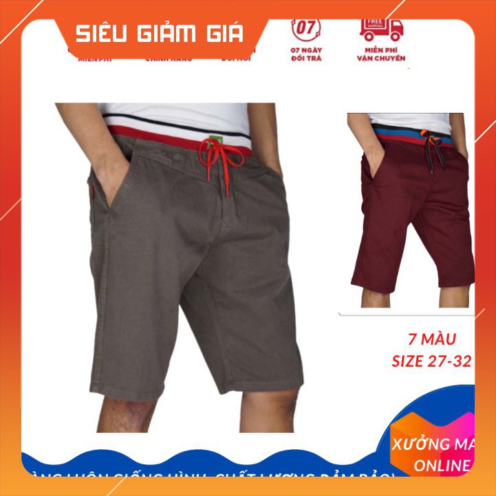 Quần sọt nam kaki không co dãn có nhiều màu trẻ trung, quần đùi size từ 27 đến 32-XM036 -new