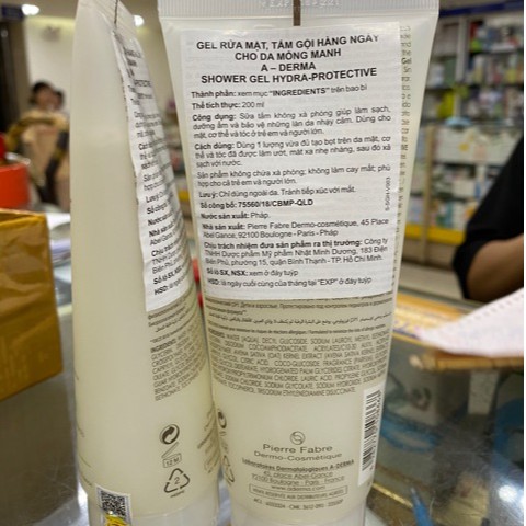 Sữa rửa mặt ADERMA + tắm gội - ADERMA Shower Gel Hydra-Protective face, body and Hair 200ml