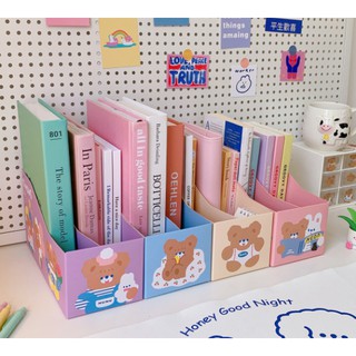 Kệ sách giấy gấp gọn KS2 để bàn giá sách vở tài liệu bàn học gấp gọn họa tiết cute dễ thương