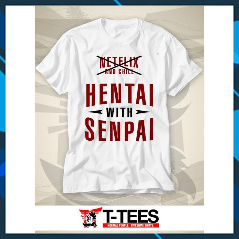 HOT - Áo thun Otaku Shirts - Hentai with Senpai (White) - độc đẹp