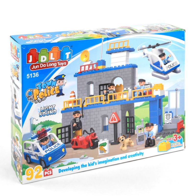 Bộ Xếp Hình non-Lego Duplo JDLT-5436 Lắp Ráp Trại Giam Cảnh Sát