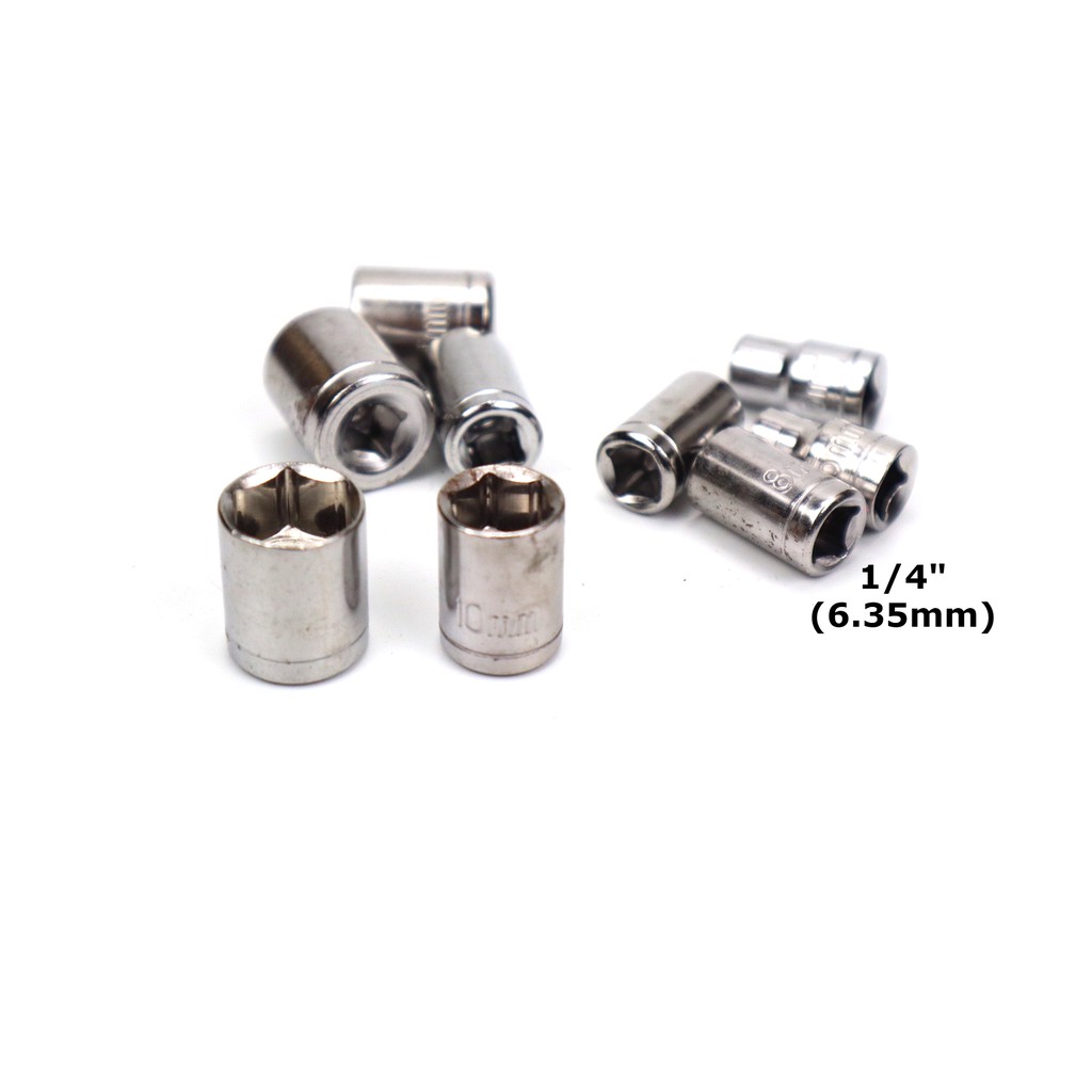 Bộ đầu khẩu, đầu chụp 9 món size 5mm - 13mm 1/4 (gỉ)