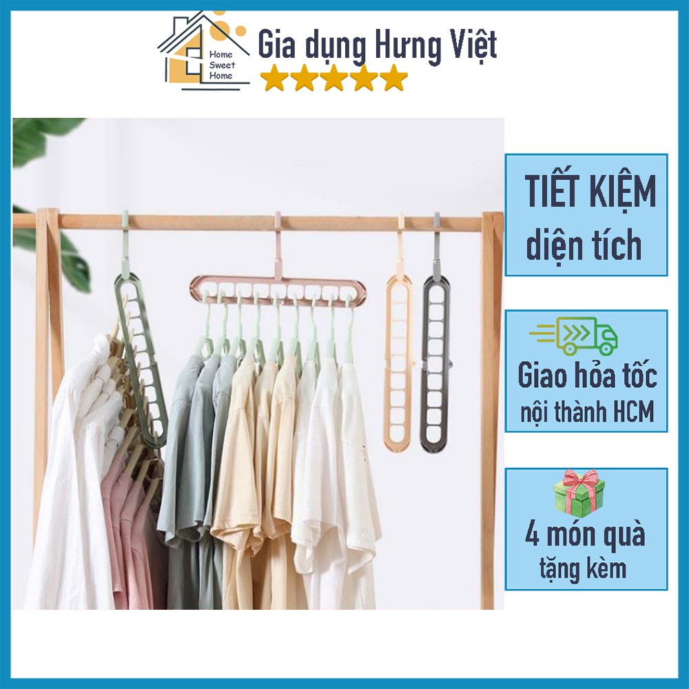 Móc Treo Quần Áo Bằng Nhựa Đa Năng 9 Lỗ - siêu bền, siêu tiết kiệm diện tích [HÀNG CHUẨN] [MÓC 9 LỖ]