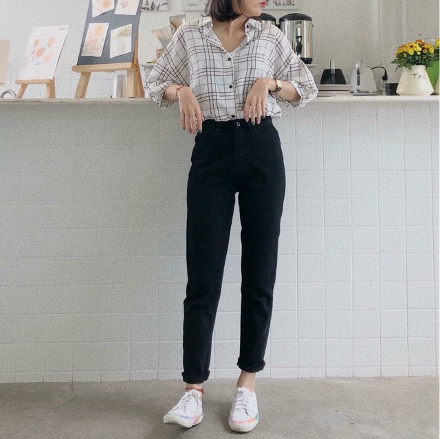 Quần Bò Momjeans Quần jean lưng cao xuất Chuẩn | BigBuy360 - bigbuy360.vn