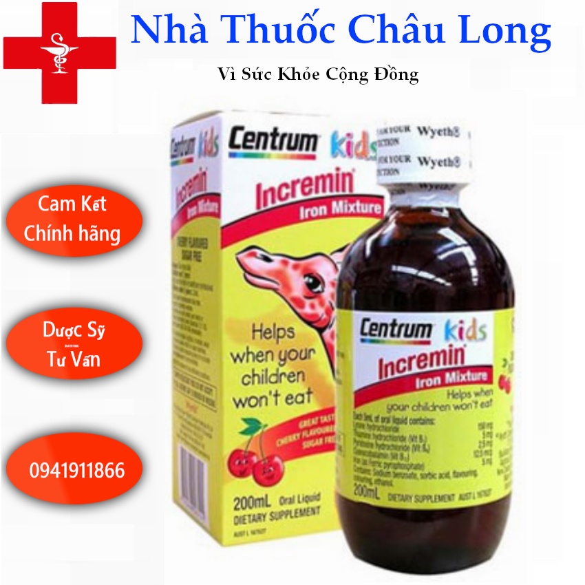 [Mẫu Mới] Centrum Kids Incremin Iron Mixture Úc giúp ăn ngon miệng hấp thu tốt hơn
