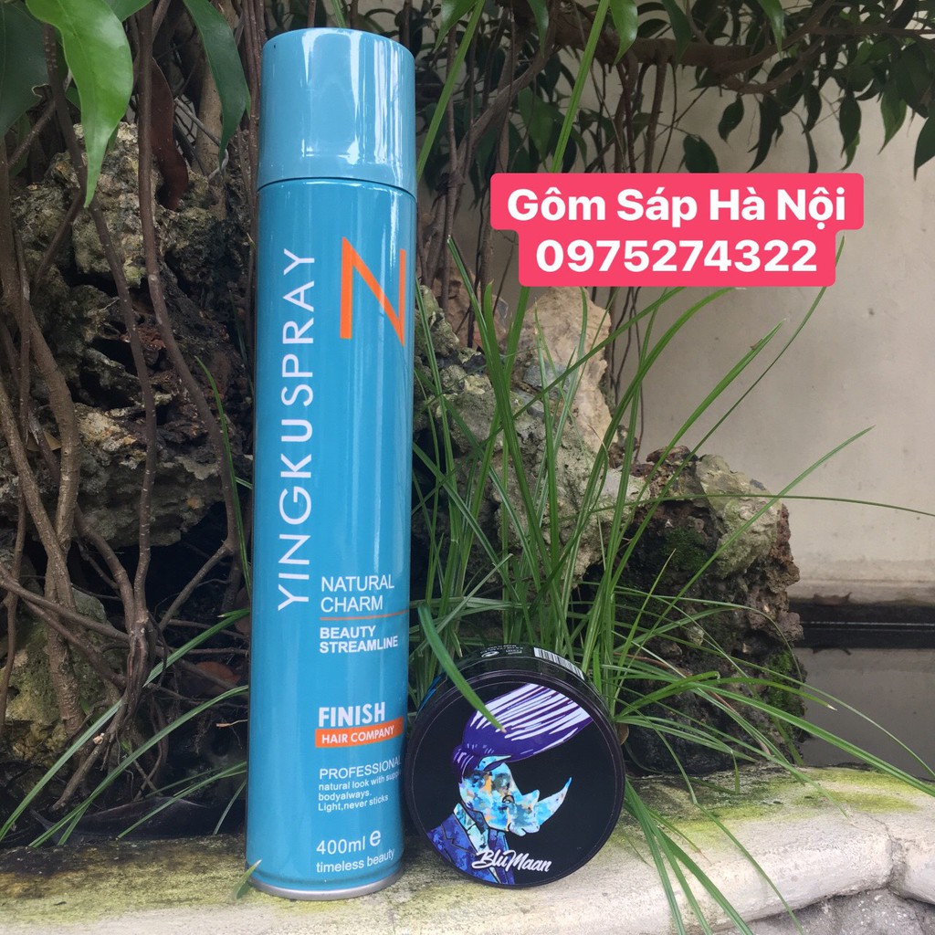 COMBO Gôm xịt tóc YINGKUSPRAY + Sáp Vuốt Tóc Nam BluMaan Styling Meraki (Bản Tê Giác Xanh )