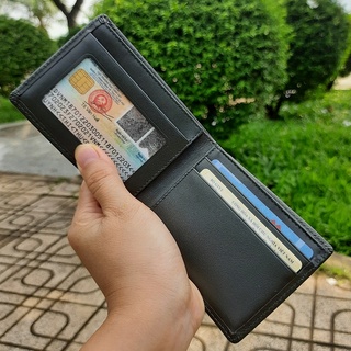 Bóp ví nam gập đôi mini dáng ngang nhiều ngăn da bò cao cấp nhiều màu