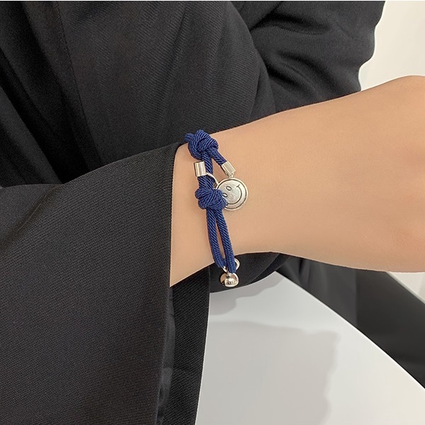 Vòng Đôi Nam Châm Smile Loki Accessories Hai Lớp Chất Liệu Vải - Lắc Tay Cặp Đôi Hàn Quốc - Nam Châm Smile (1 đôi)