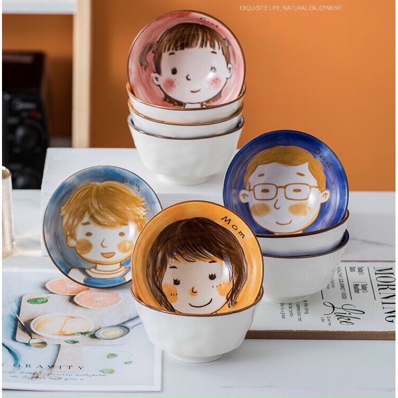 BÁT GỐM SỨ HÌNH GIA ĐÌNH HẠNH PHÚC