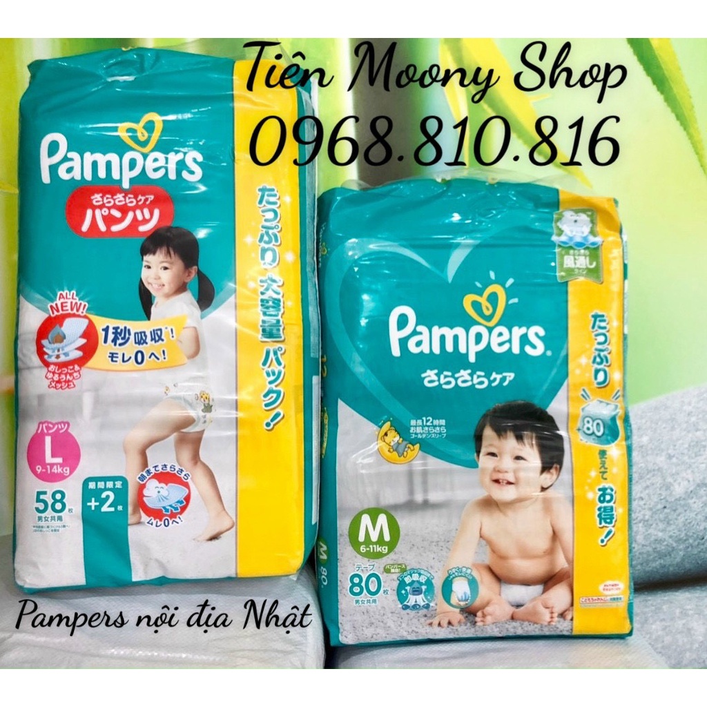 (Jumbo) Bỉm Pampers nội địa Nhật  tã dán, tã quần đủ size NB114, S104, M80, L68, XL50, XXL32