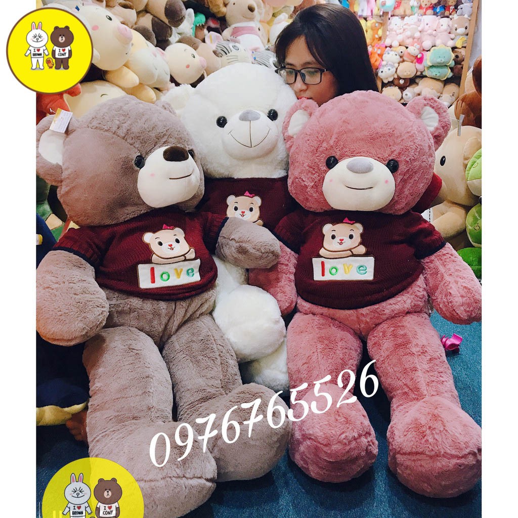 Gấu bông Teddy love 2 màu size 90cm-1m1 - Đồ chơi quà tặng Hot Trend - Xưởng gấu bông Việt Nam