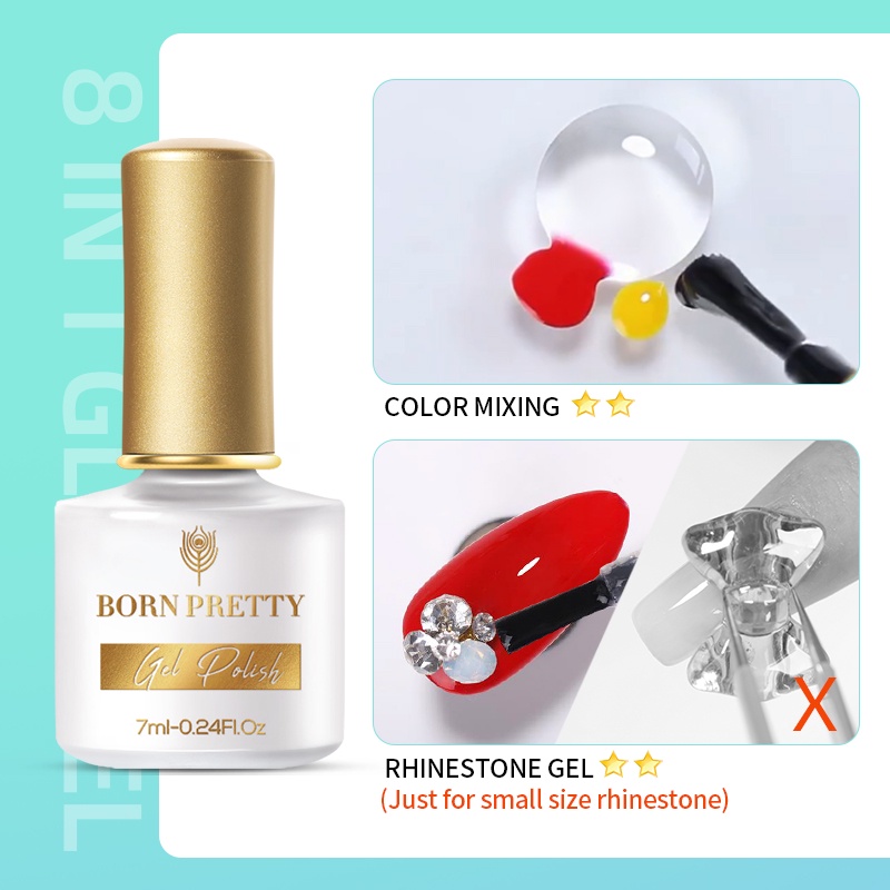 Gel sơn móng tay BORN PRETTY trong suốt 7ml 8 trong 1