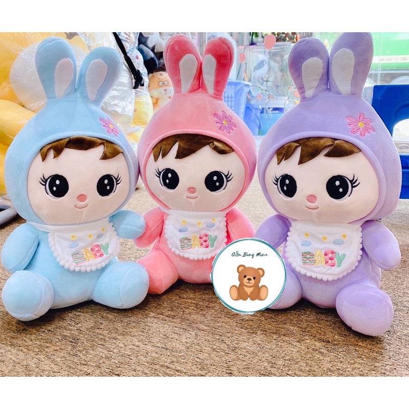 Gấu Bông Búp Bê Thỏ Đeo Yếm Dễ Thương Cho Bé - Gấu Bông Mina