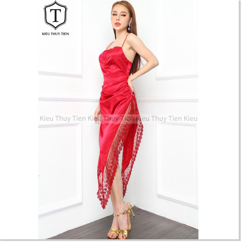 Đầm 2 dây phi lụa xẻ tà phối ren cực sexxy siêu phẩm mùa hè mới nhất 2020 HP